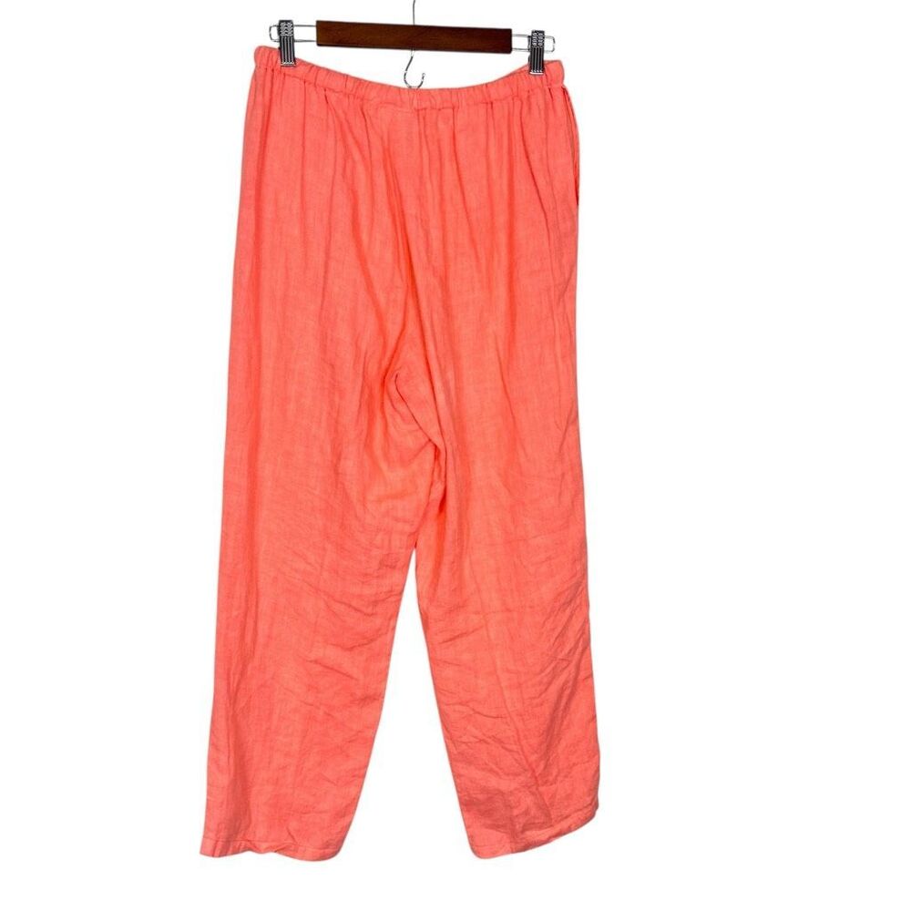 Hot Cotton Marc Ware Linen Pants Womens Medium Neon Coral Orange Pink High-Rise